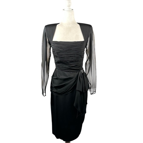 CACHE Vintage 80’s Backless Rhinestone Accented Evening Cocktail Dress - Picture 1 of 15